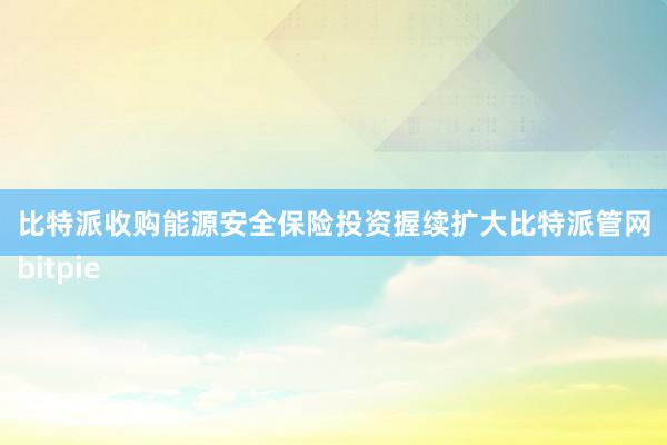 比特派收购能源安全保险投资握续扩大比特派管网
bitpie