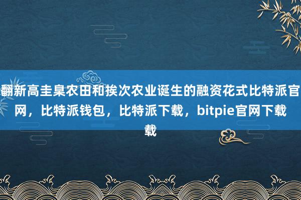 翻新高圭臬农田和挨次农业诞生的融资花式比特派官网，比特派钱包，比特派下载，bitpie官网下载