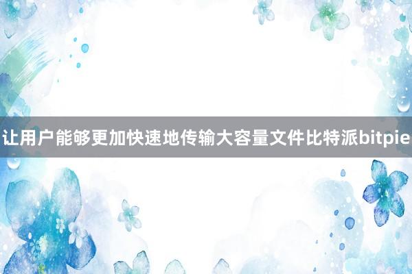 让用户能够更加快速地传输大容量文件比特派bitpie