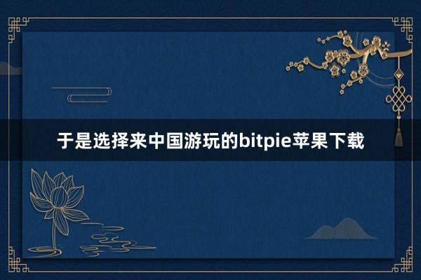 于是选择来中国游玩的bitpie苹果下载