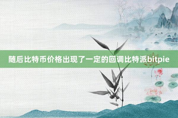 随后比特币价格出现了一定的回调比特派bitpie